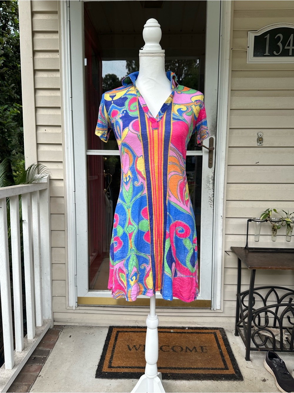 David Cline Multicolor Striped V-Neck Top